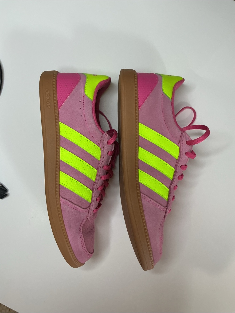 Adidas Women’s Breakneck Sleek Sneakers in Magenta and Lucid Lemon - Picture 6 of 9